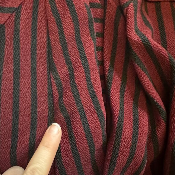 Hutch Anthropologie Knitwork Dress Burgundy Black Striped Long Sleeve Size L - Picture 15 of 15